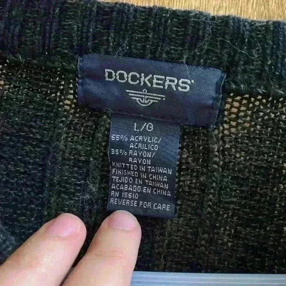 90’s Vintage Dockers Knitted Acrylic Sweater Size Large Black Preowned - Picture 3 of 4